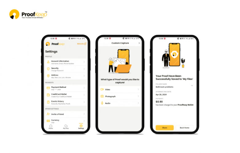 Web-based mobile app for capturing and storing unaltered proofs screenshot 1