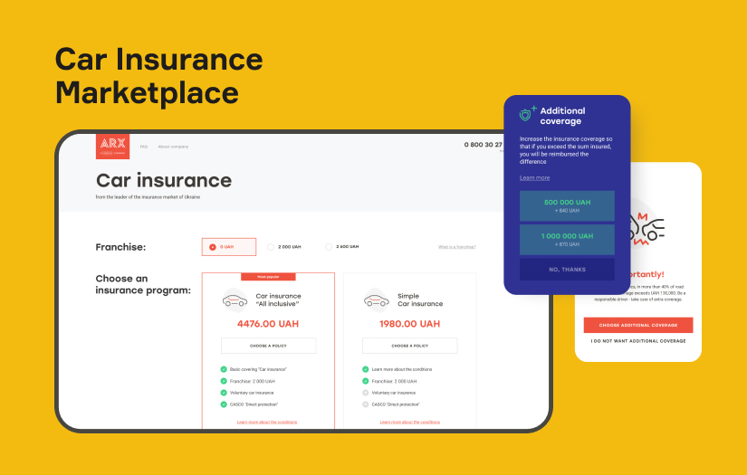 UX improvement for a car insurance company screenshot 1