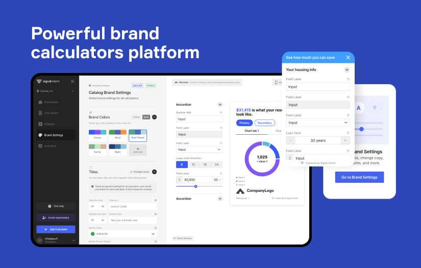Powerful brand calculators platform screenshot 1