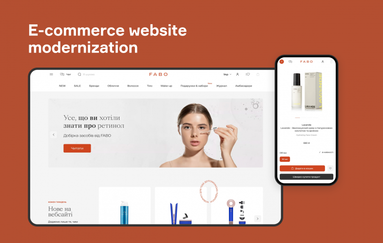 E-commerce website modernization screenshot 1