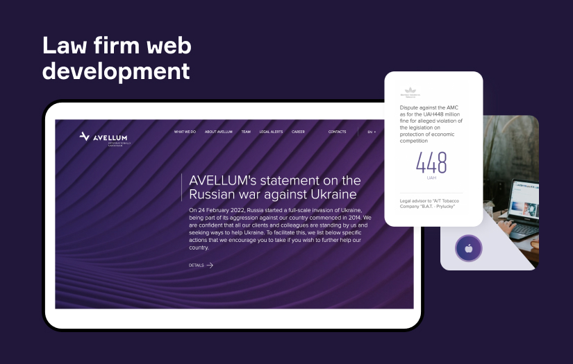 Corporate website for a full-service law firm screenshot 1