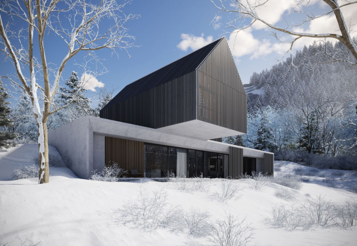 3D Architectural Visualization of a Ski Chalet screenshot 2