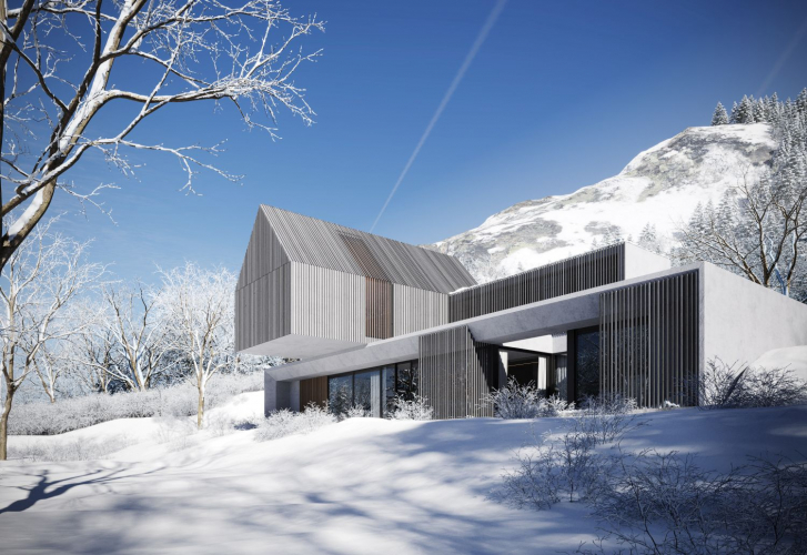 3D Architectural Visualization of a Ski Chalet screenshot 3