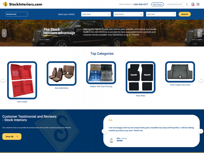 Stock Interiors - Auto Interiors E-Commerce Store built on ASP.Net screenshot 2