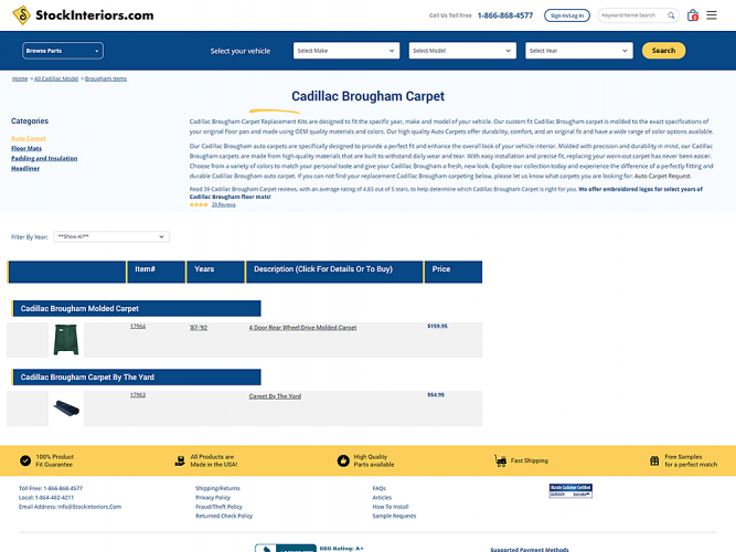 Stock Interiors - Auto Interiors E-Commerce Store built on ASP.Net screenshot 1