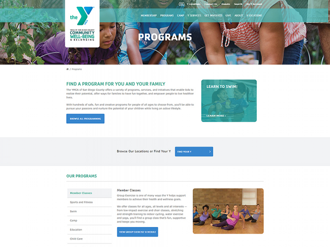 Drupal website for YMCA screenshot 2