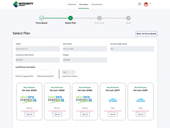 Energy Pricing Portal for a Midwest U.S. Energy Brokerage Firm screenshot 2