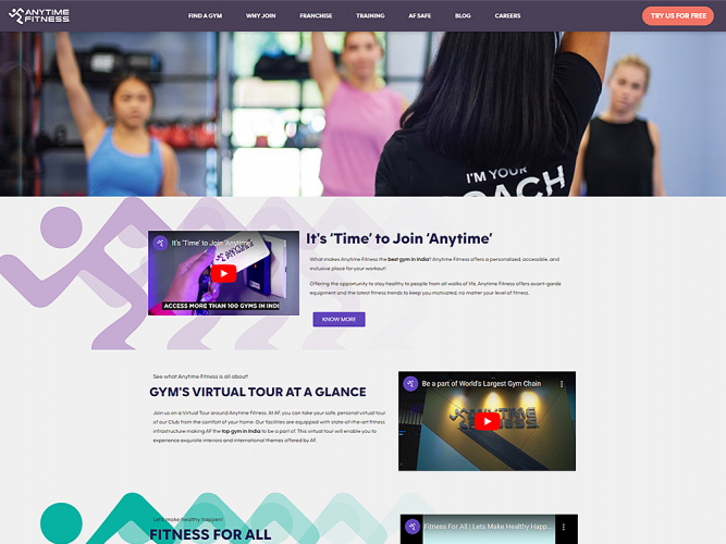 Anytime Fitness: Membership & Subscription site for a Gym Chain screenshot 1