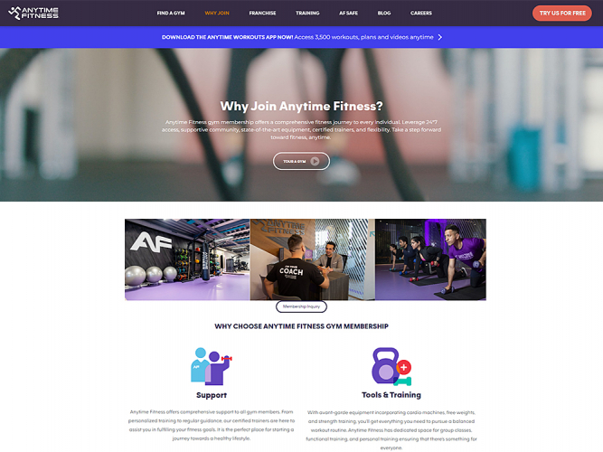 Anytime Fitness: Membership & Subscription site for a Gym Chain screenshot 2