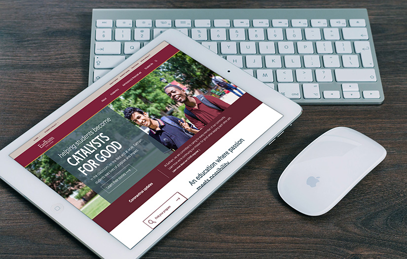 Earlham College higher education web development screenshot 1