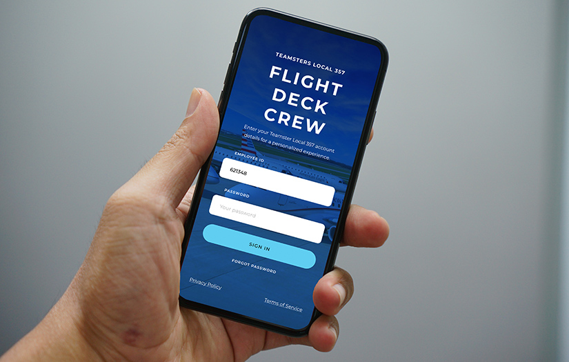 Teamsters Local Union 357 internal communication mobile app for flight deck crews screenshot 1