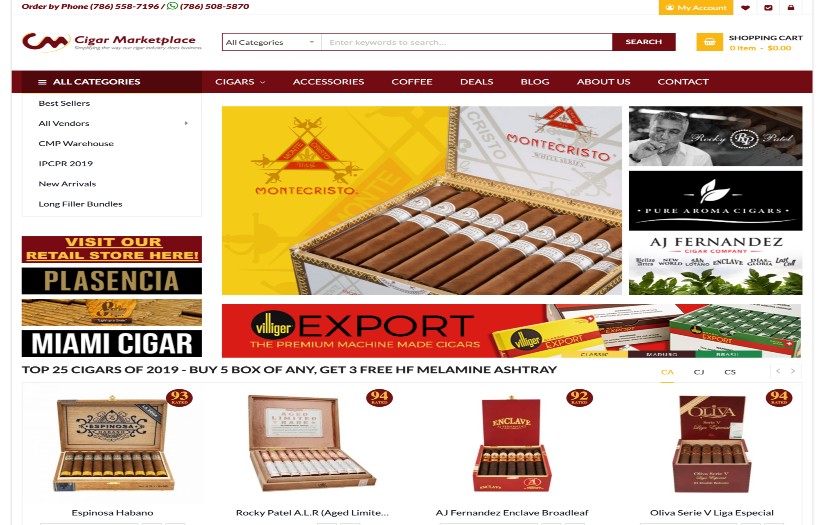 Cigar Marketplace Magento Website screenshot 1