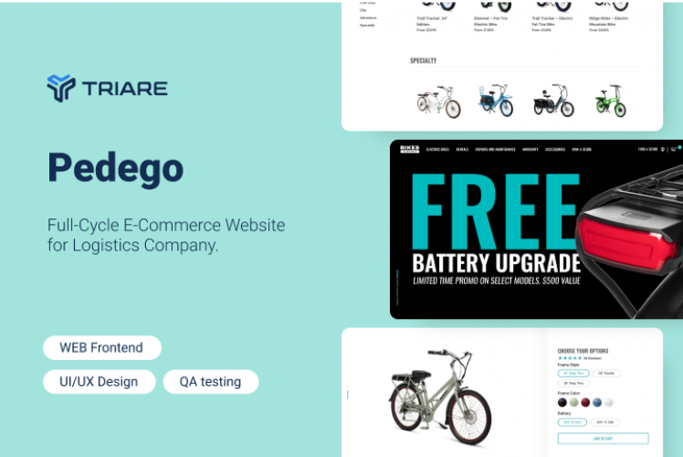 Pedego - full-cycle e-commerce website for logistics company screenshot 1