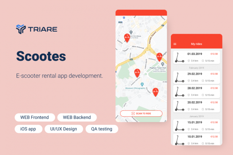Scootes - e-scooter rental app development screenshot 1