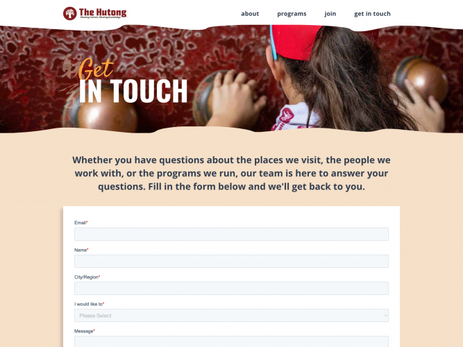 The Hutong Website screenshot 3