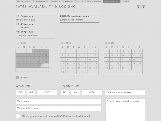 Short Stay Website screenshot 2