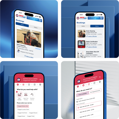 RooterMan, plumbing service booking app screenshot 1
