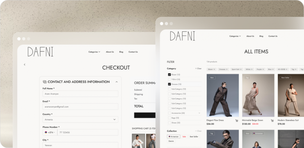 DaFni: Custom E-commerce Website screenshot 2