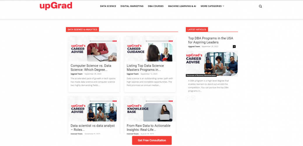 EdTech Website upGrad screenshot 1