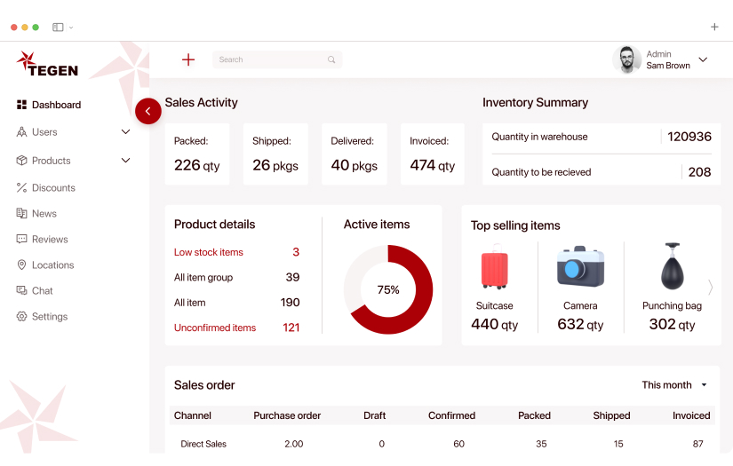 Tegen — ERP and Shopping Application screenshot 2