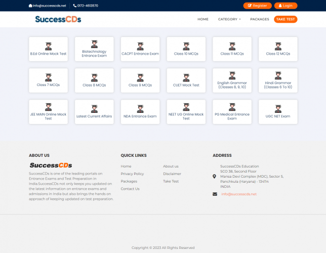 Create a Laravel website, SuccessCDs, that provides information and alerts for entrance exams screenshot 2