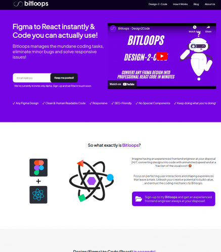 Creating a software building website Bitloops using React screenshot 2