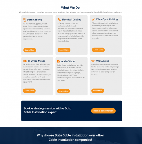 Create a Data Cable Installation website using WordPress screenshot 1
