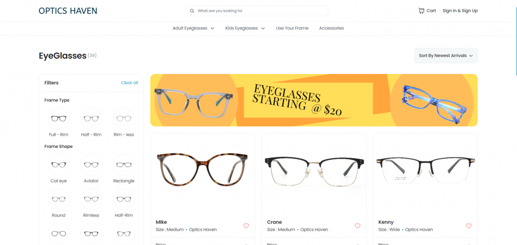 opticshaven.com screenshot 1