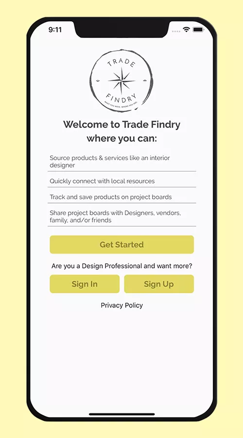 Trade Findry - Mobile App screenshot 1
