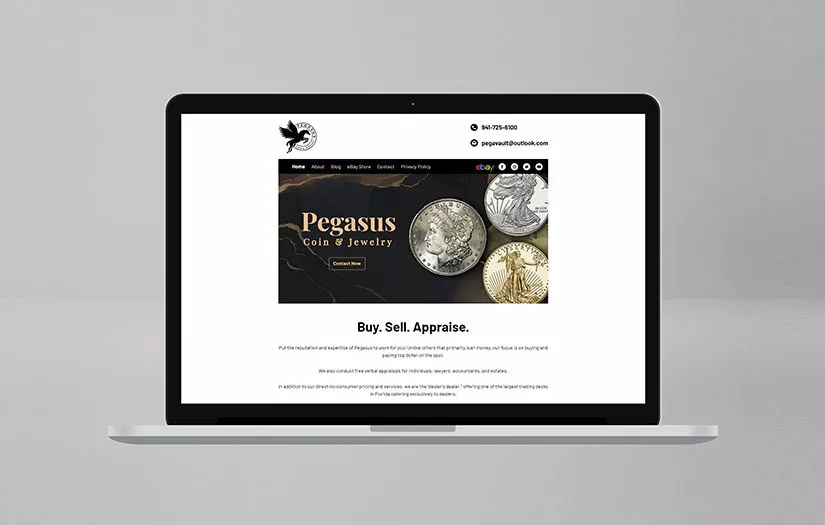 Pegasus Coin and Jewelry - Corporate Website screenshot 1