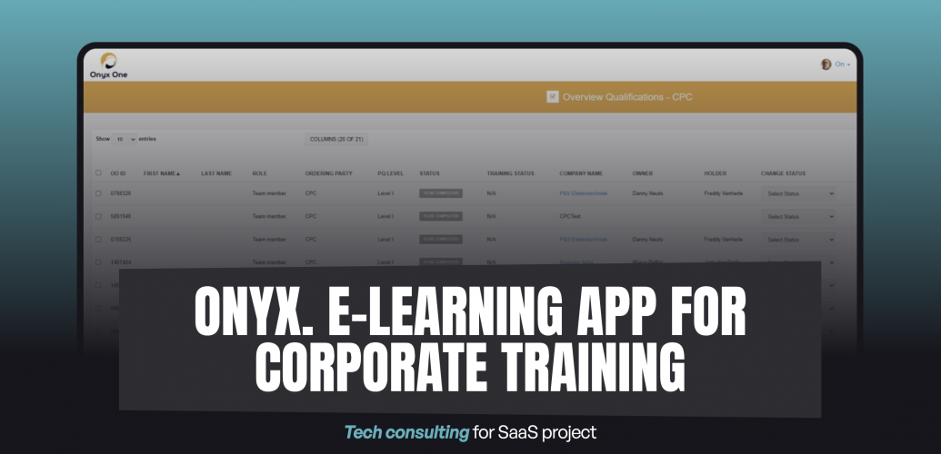 Onyx. e-Learning app for corporate training screenshot 1