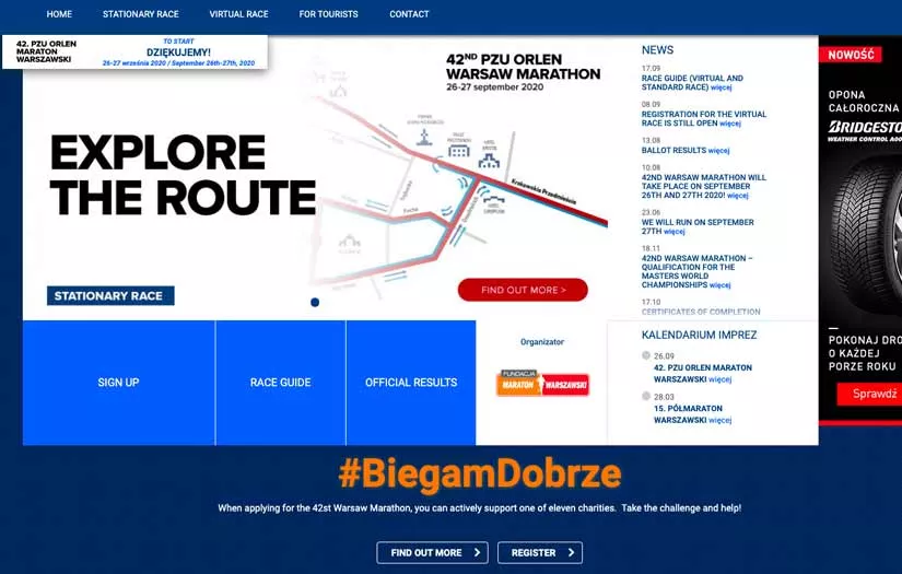 E-commerce & registering Platform - PZU Orlen Warsaw Marathon screenshot 1
