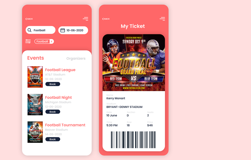 Sports Event Ticket Booking App screenshot 1