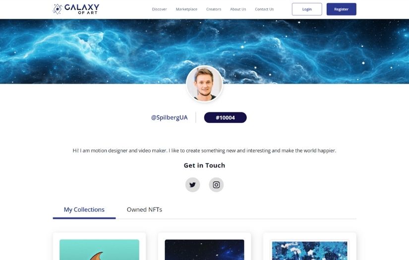 Galaxy of Art- NFT Marketplace on Cardano Blockchian screenshot 2