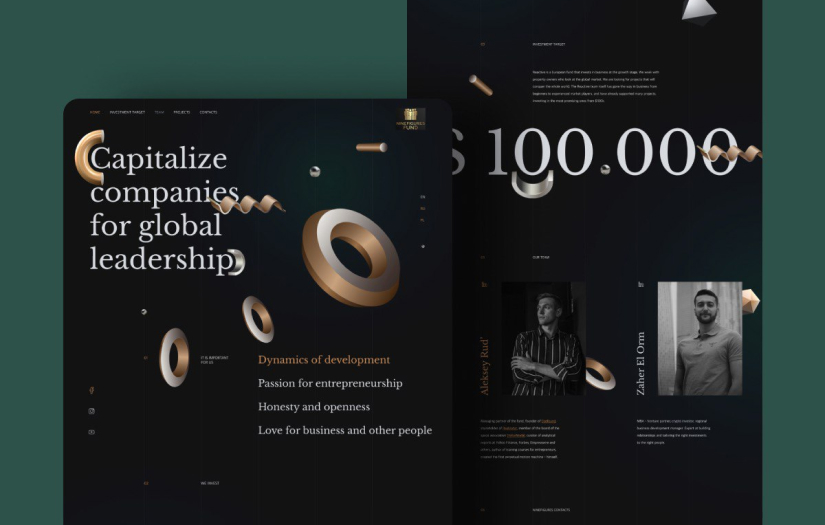 Venture Fund | Landing page, UX/UI design screenshot 1