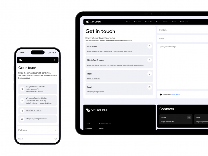 WINGMEN -redesign for tech support company for the food industry screenshot 2