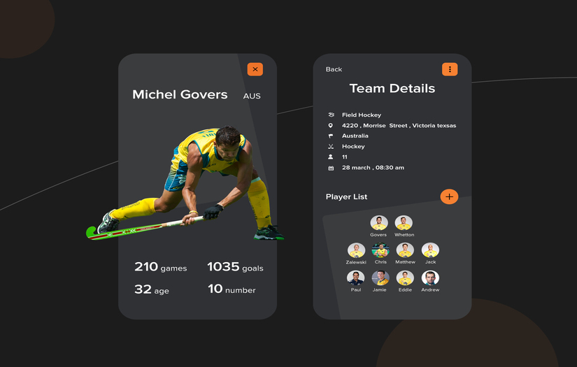 Sports App UI Design screenshot 1