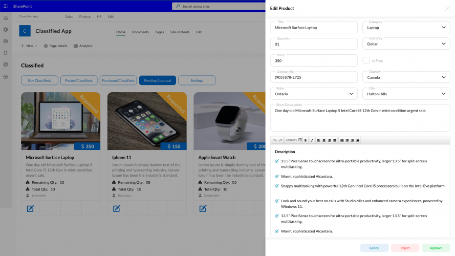 Classified Solution - Streamlined Internal Marketplace on SharePoint screenshot 2