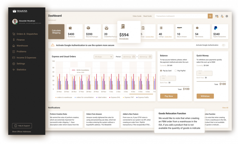 A custom WMS + ERP + CRM platform designed for global e-commerce fulfillment, cross-border logistics, and multi-warehouse operations screenshot 2