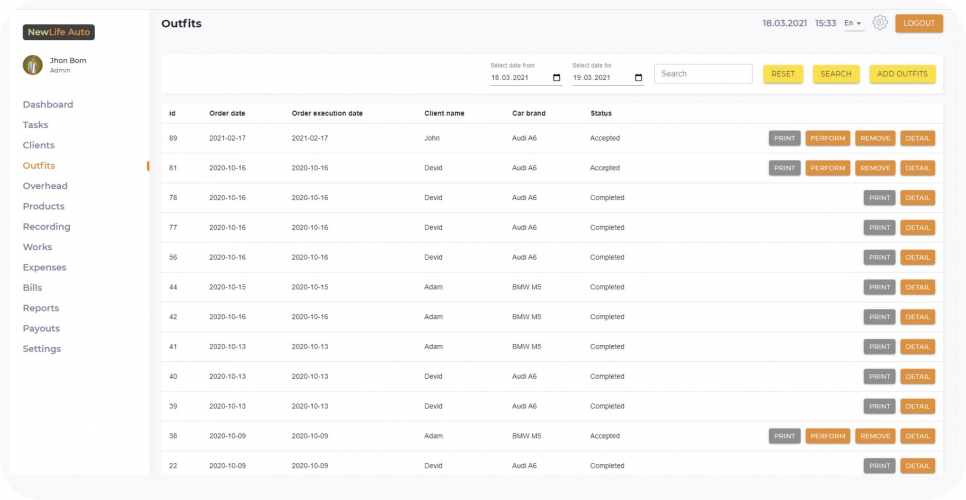 CRM/ERP System Development for Auto Service Business screenshot 1