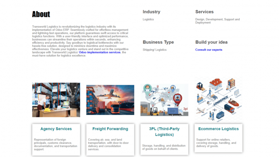 Odoo ERP Implementation for Logistics : Transworld screenshot 1