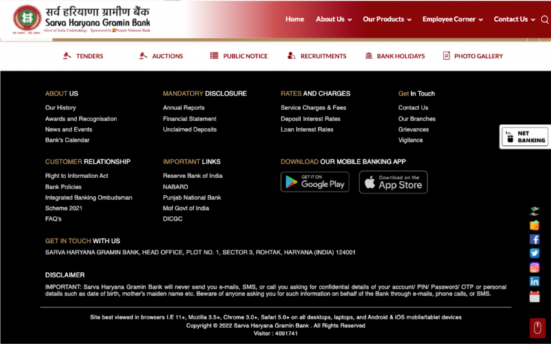 Website Development for Sarva Haryana Gramin Bank screenshot 3