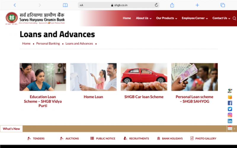 Website Development for Sarva Haryana Gramin Bank screenshot 1