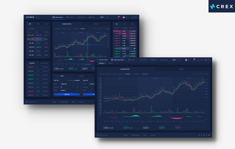 CREX – crypro-assets exchange trading system and Web Terminal screenshot 1