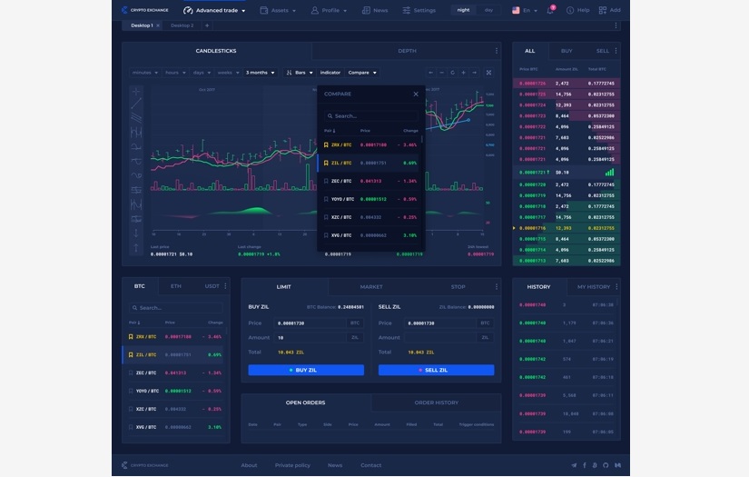 CREX – crypro-assets exchange trading system and Web Terminal screenshot 4
