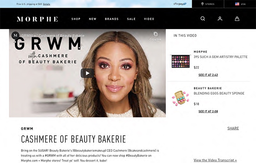 Morphe maximizes reach and sales with shoppable video content screenshot 1