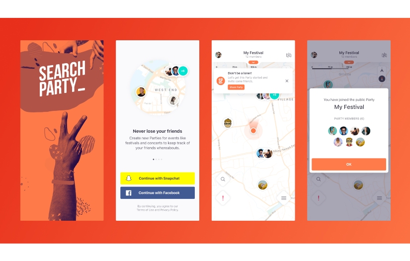 SearchParty: a GPS tracking app for festival-goers screenshot 1