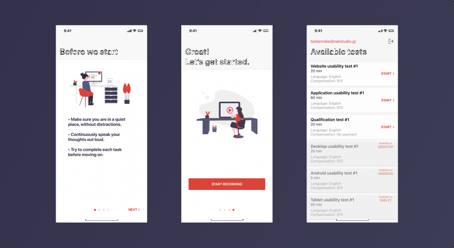 Userfeel: a remote usability testing tool screenshot 2