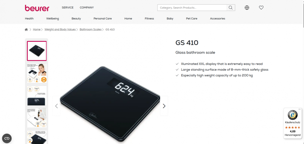 Beurer.com - brand specializing in health and well-being products screenshot 3