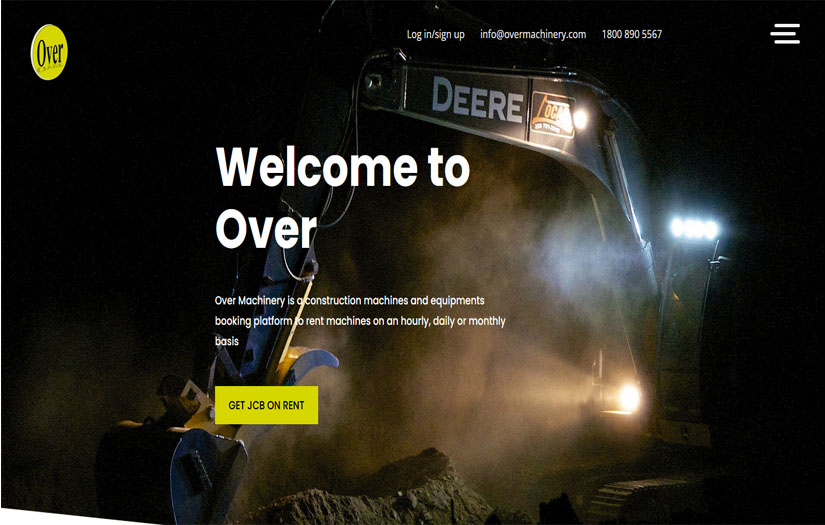 Over - Backhoe-JCB renting  Website Android and iOS Application screenshot 1